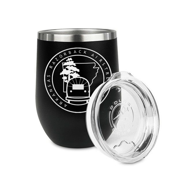Arkansas Razorback Airstream Club Logo Stainless Wine Tumblers - Black - Single Sided - Alt View