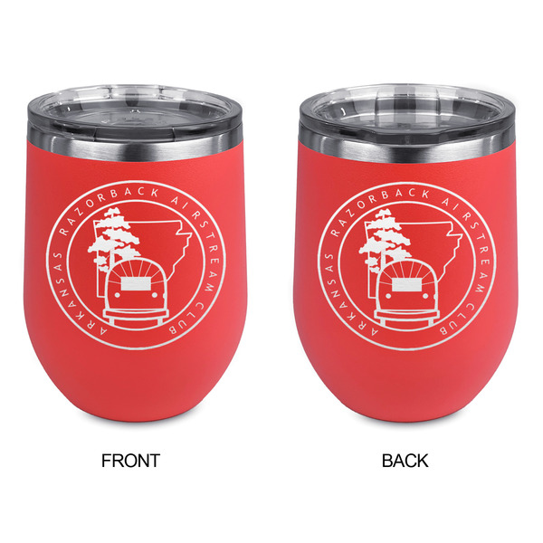 Arkansas Razorback Airstream Club Logo Stainless Wine Tumblers - Coral - Double Sided - Approval