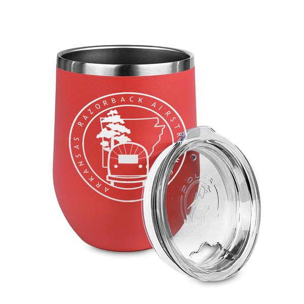 Arkansas Razorback Airstream Club Logo Stainless Wine Tumblers - Coral - Single Sided - Alt View