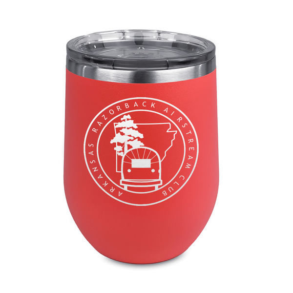 Custom Arkansas Razorback Airstream Club Logo Stemless Stainless Steel Wine Tumbler - Coral - Single-Sided