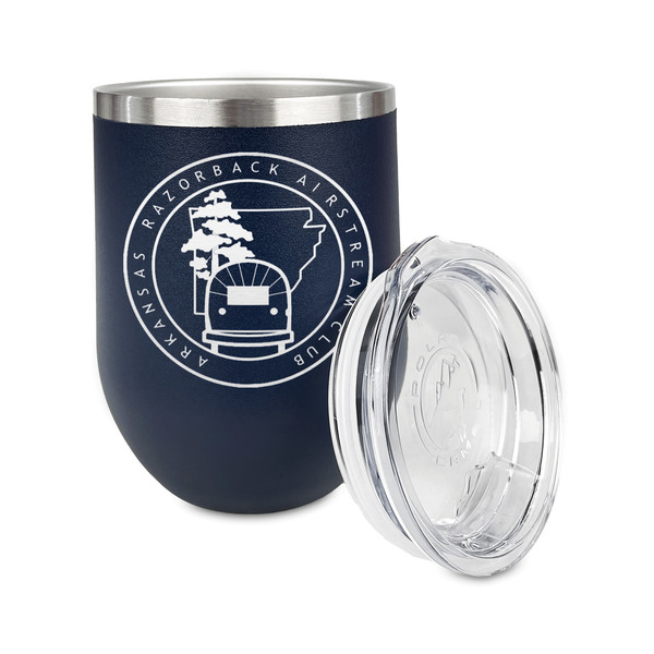 Arkansas Razorback Airstream Club Logo Stainless Wine Tumblers - Navy - Double Sided - Alt View