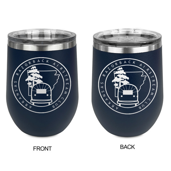 Arkansas Razorback Airstream Club Logo Stainless Wine Tumblers - Navy - Double Sided - Approval