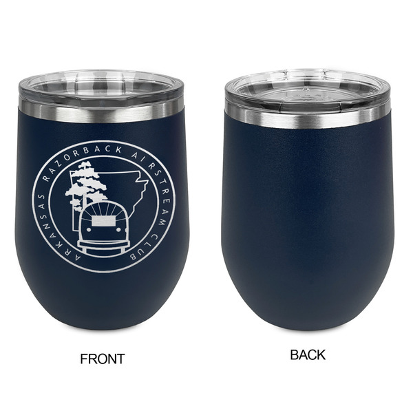Arkansas Razorback Airstream Club Logo Stainless Wine Tumblers - Navy - Single Sided - Approval