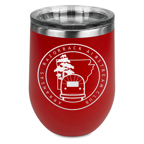 Custom Arkansas Razorback Airstream Club Logo Stemless Stainless Steel Wine Tumbler - Red - Single-Sided