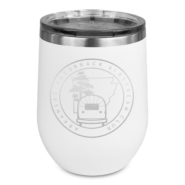 Custom Arkansas Razorback Airstream Club Logo Stemless Stainless Steel Wine Tumbler - White - Double-Sided