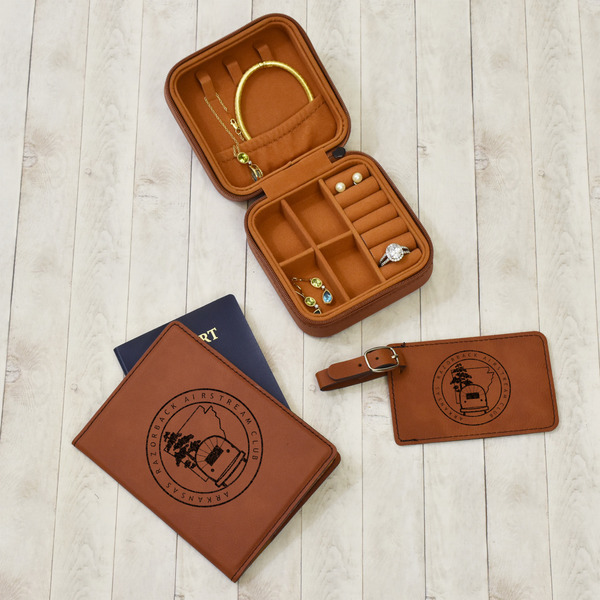 Arkansas Razorback Airstream Club Logo Travel Jewelry Boxes - Leather - Rawhide - In Context