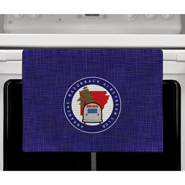 Arkansas Razorback Airstream Club Logo Waffle Weave Towel - Full Color Print - Lifestyle2 Image