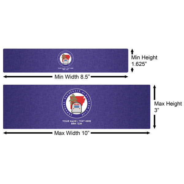 Arkansas Razorback Airstream Club Logo Water Bottle Labels w/ Dimensions