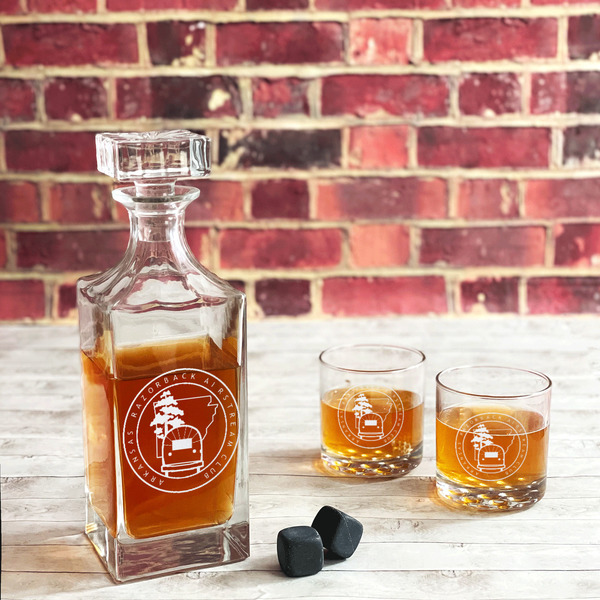 Arkansas Razorback Airstream Club Logo Whiskey Glass - In Context