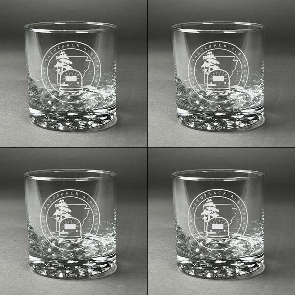 Arkansas Razorback Airstream Club Logo Whiskey Glasses - Set of 4 - Front