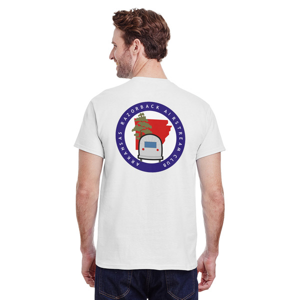 Arkansas Razorback Airstream Club Logo White Crew T-Shirt on Model - Back