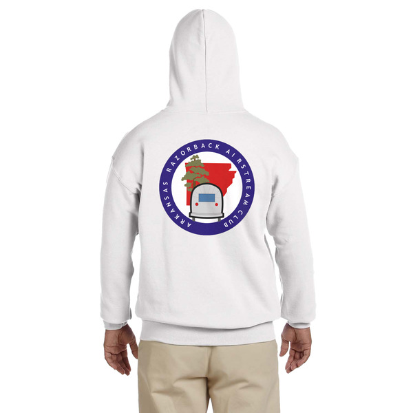 Arkansas Razorback Airstream Club Logo White Hoodie on Model - Back