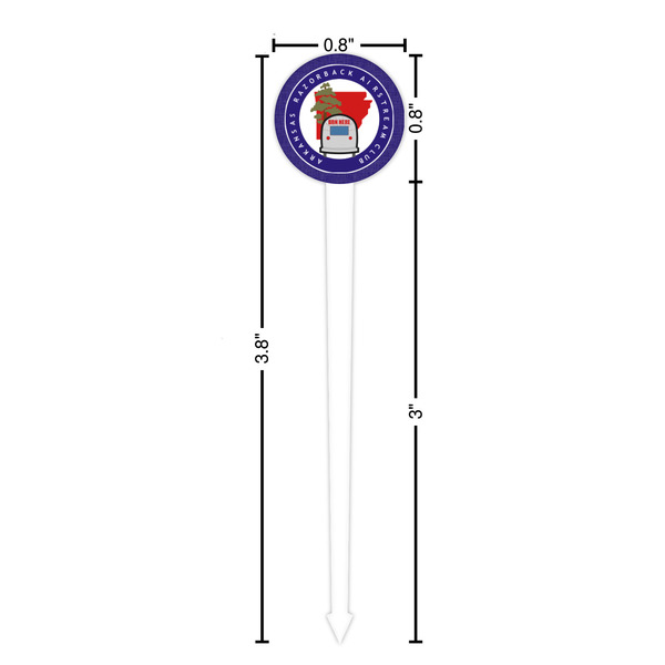 Arkansas Razorback Airstream Club Logo White Plastic 4" Food Pick - Round - Dimensions