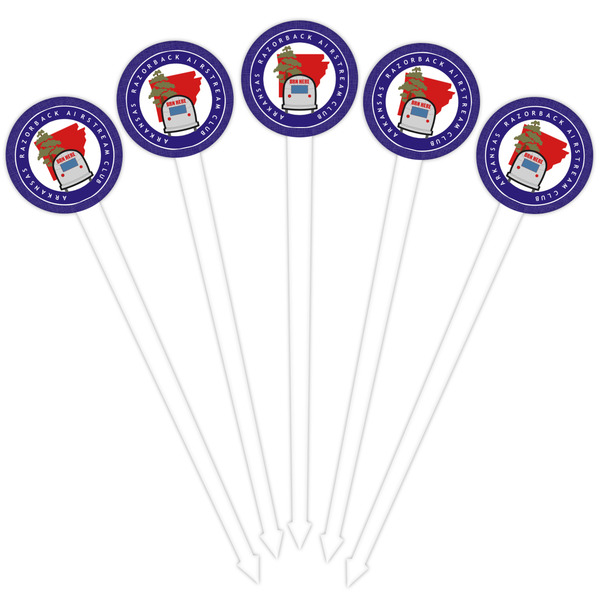 Arkansas Razorback Airstream Club Logo White Plastic 4" Food Pick - Round - Fan View