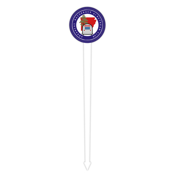Arkansas Razorback Airstream Club Logo White Plastic 4" Food Pick - Round - Single Pick