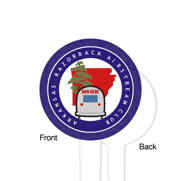 Arkansas Razorback Airstream Club Logo White Plastic 4" Food Pick - Round - Single Sided - Front & Back
