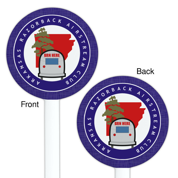 Arkansas Razorback Airstream Club Logo White Plastic 5.5" Stir Stick - Double Sided - Round - Front & Back