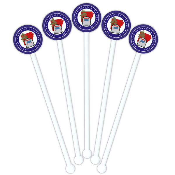 Arkansas Razorback Airstream Club Logo White Plastic 5.5" Stir Stick - Fan View