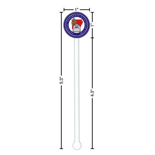 Arkansas Razorback Airstream Club Logo White Plastic 5.5" Stir Stick - Round - Dimensions