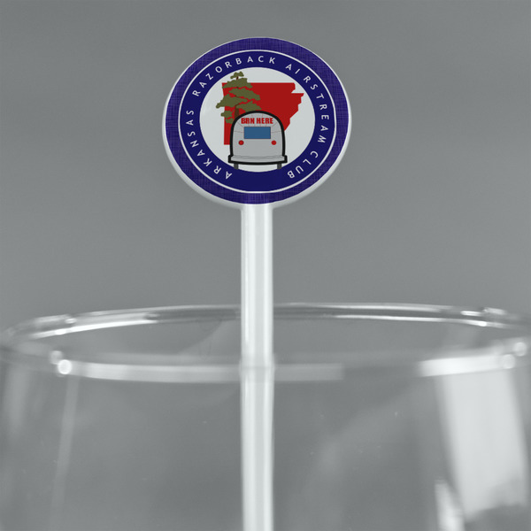 Arkansas Razorback Airstream Club Logo White Plastic 5.5" Stir Stick - Round - Main