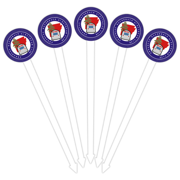 Arkansas Razorback Airstream Club Logo White Plastic 6" Food Pick - Round - Fan View
