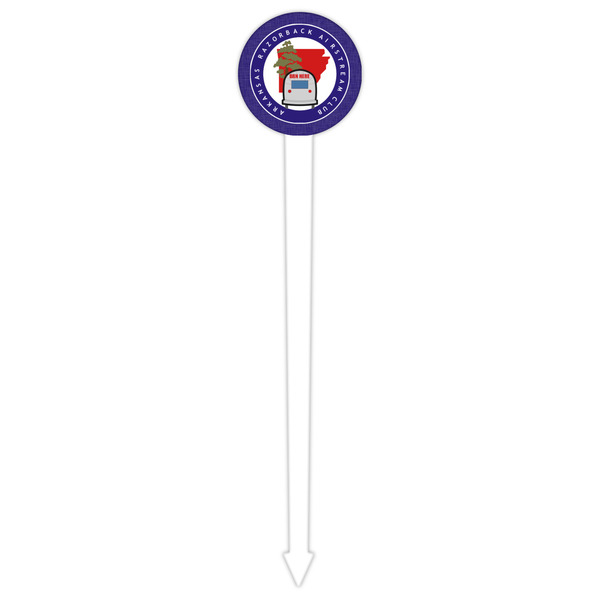 Arkansas Razorback Airstream Club Logo White Plastic 6" Food Pick - Round - Single Pick