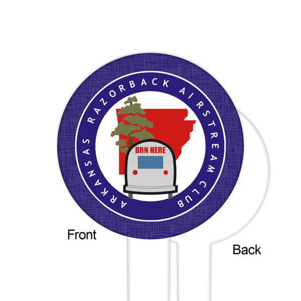 Arkansas Razorback Airstream Club Logo White Plastic 6" Food Pick - Round - Single Sided - Front & Back