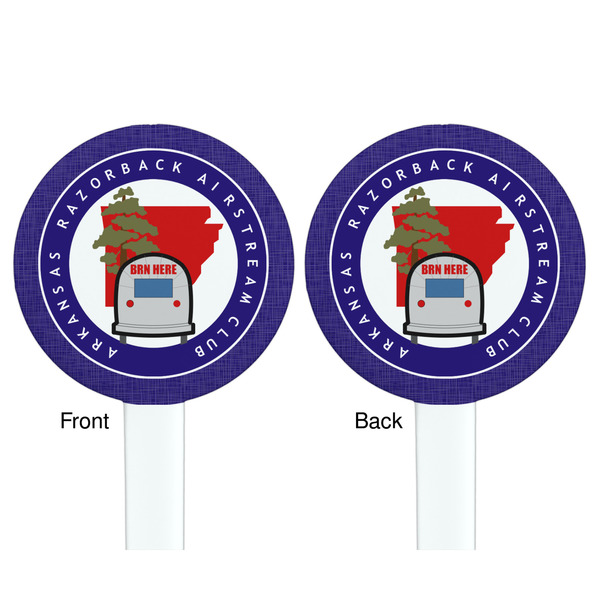 Arkansas Razorback Airstream Club Logo White Plastic 7" Stir Stick - Double Sided - Round - Front & Back