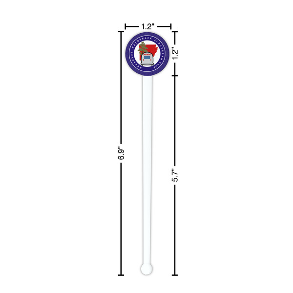 Arkansas Razorback Airstream Club Logo White Plastic 7" Stir Stick - Round - Dimensions