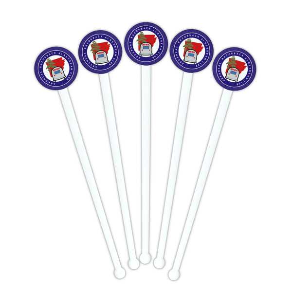 Arkansas Razorback Airstream Club Logo White Plastic 7" Stir Stick - Round - Fan View