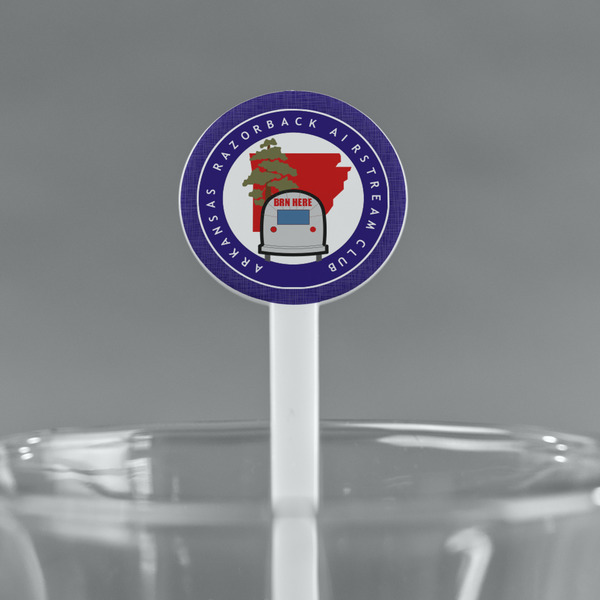 Arkansas Razorback Airstream Club Logo White Plastic 7" Stir Stick - Round - Main