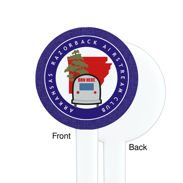 Arkansas Razorback Airstream Club Logo White Plastic 7" Stir Stick - Single Sided - Round - Front & Back