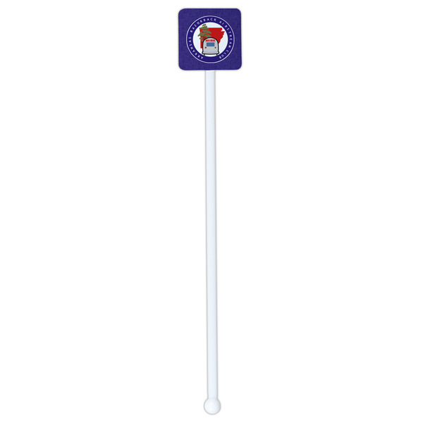 Arkansas Razorback Airstream Club Logo White Plastic Stir Stick - Double Sided - Square - Single Stick