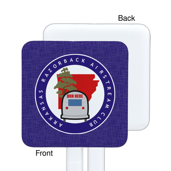 Arkansas Razorback Airstream Club Logo White Plastic Stir Stick - Single Sided - Square - Front & Back