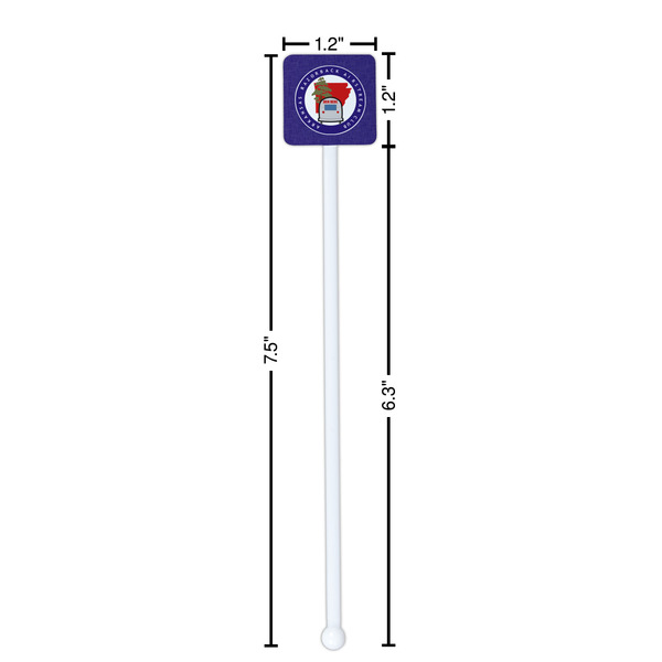 Arkansas Razorback Airstream Club Logo White Plastic Stir Stick - Square - Dimensions