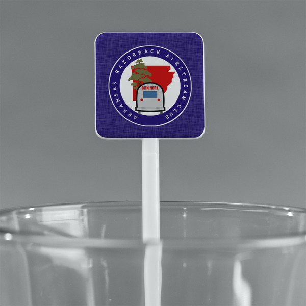 Arkansas Razorback Airstream Club Logo White Plastic Stir Stick - Square - Main