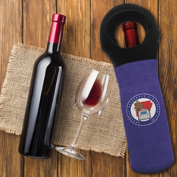 Arkansas Razorback Airstream Club Logo Wine Tote Bag - On Table