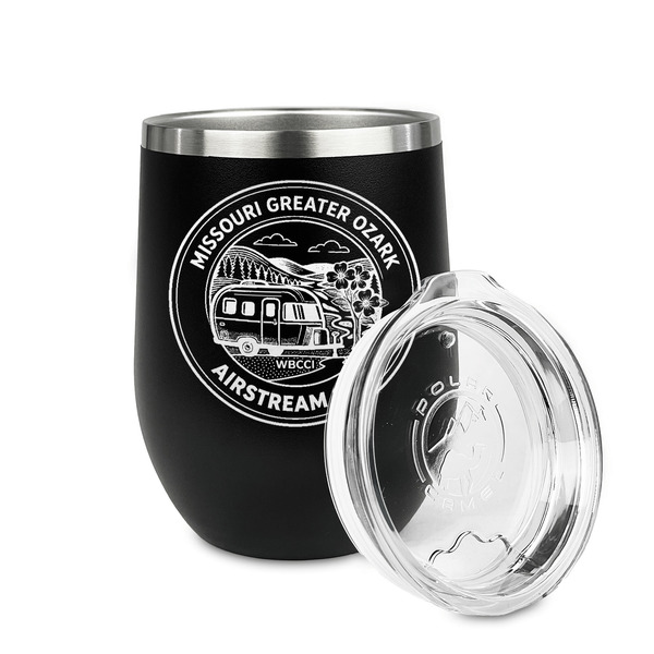 Missouri Greater Ozark Airstream Club Stainless Wine Tumblers - Black - Double Sided - Alt View