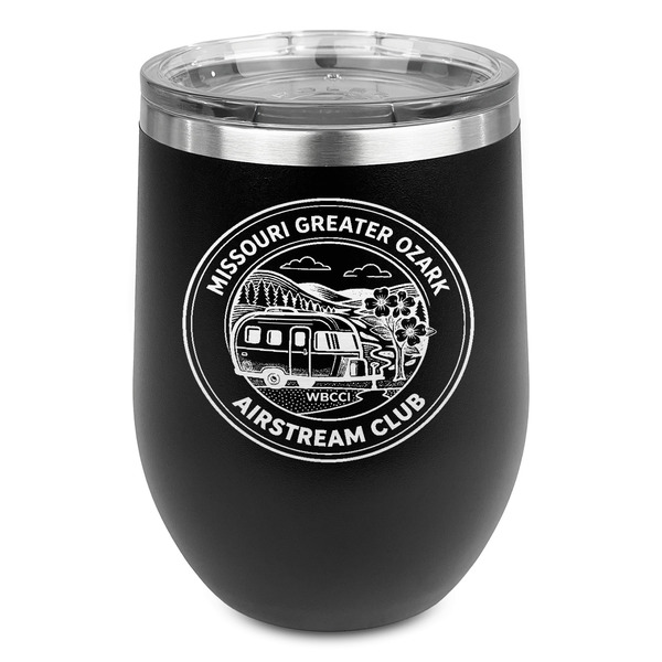 Custom Missouri Greater Ozark Airstream Club Stemless Stainless Steel Wine Tumbler - Black - Double-Sided