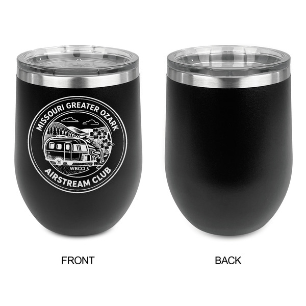 Missouri Greater Ozark Airstream Club Stainless Wine Tumblers - Black - Single Sided - Approval