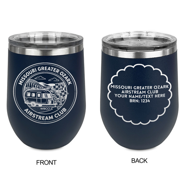 Missouri Greater Ozark Airstream Club Stainless Wine Tumblers - Navy - Double Sided - Approval