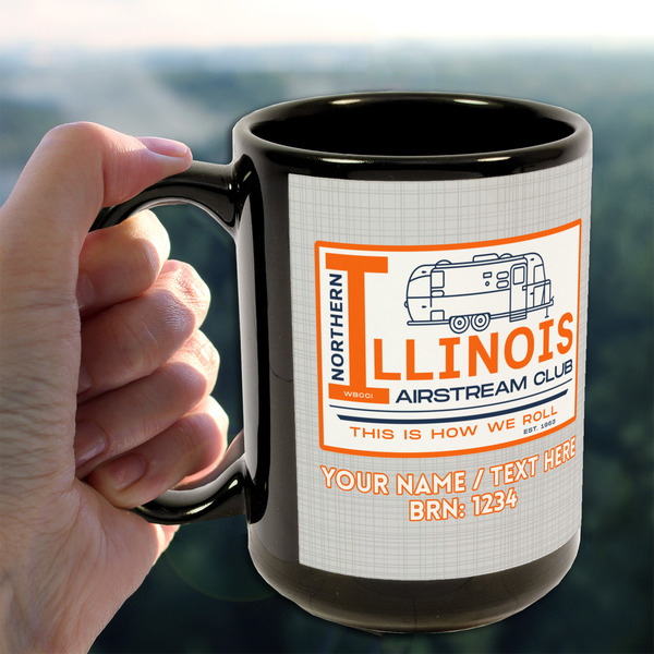 Northern Illinois Airstream Club Logo 15oz. Black Mug - Lifestyle