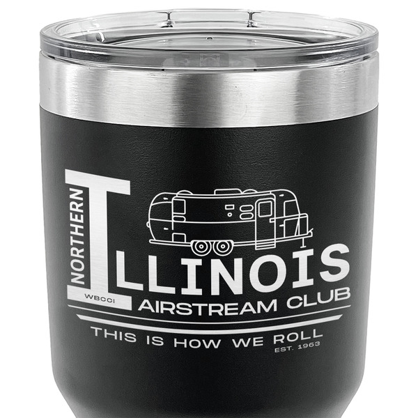 Northern Illinois Airstream Club Logo 30 oz Stainless Steel Ringneck Tumbler - Black - CLOSE UP