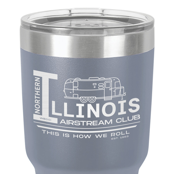 Northern Illinois Airstream Club Logo 30 oz Stainless Steel Ringneck Tumbler - Grey - Close Up