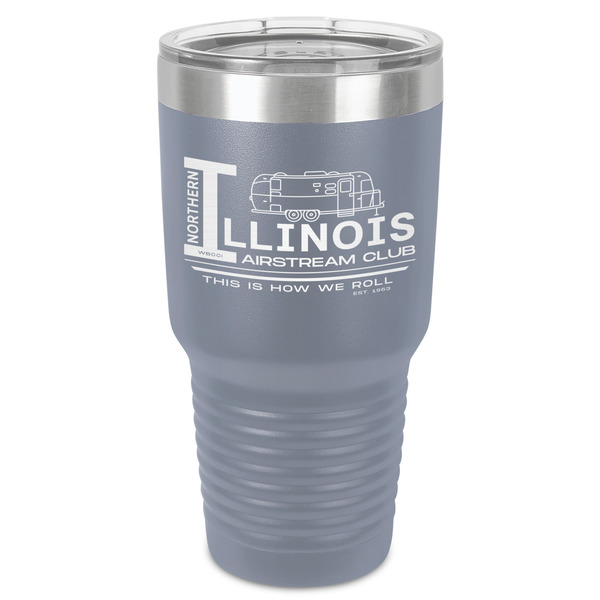 Custom Northern Illinois Airstream Club Logo 30 oz Stainless Steel Tumbler - Grey - Single-Sided