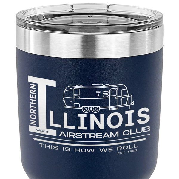 Northern Illinois Airstream Club Logo 30 oz Stainless Steel Ringneck Tumbler - Navy - CLOSE UP