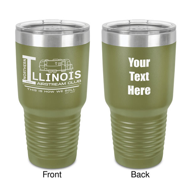 Custom Northern Illinois Airstream Club Logo 30 oz Stainless Steel Tumbler - Olive - Double-Sided