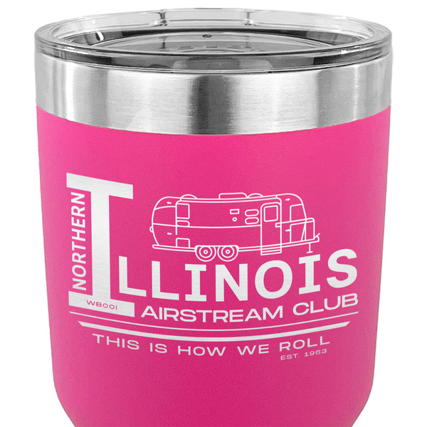 Northern Illinois Airstream Club Logo 30 oz Stainless Steel Ringneck Tumbler - Pink - CLOSE UP