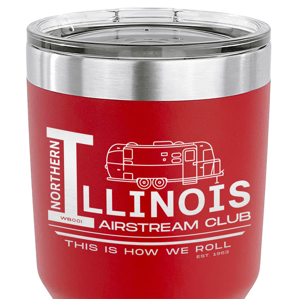 Northern Illinois Airstream Club Logo 30 oz Stainless Steel Ringneck Tumbler - Red - CLOSE UP