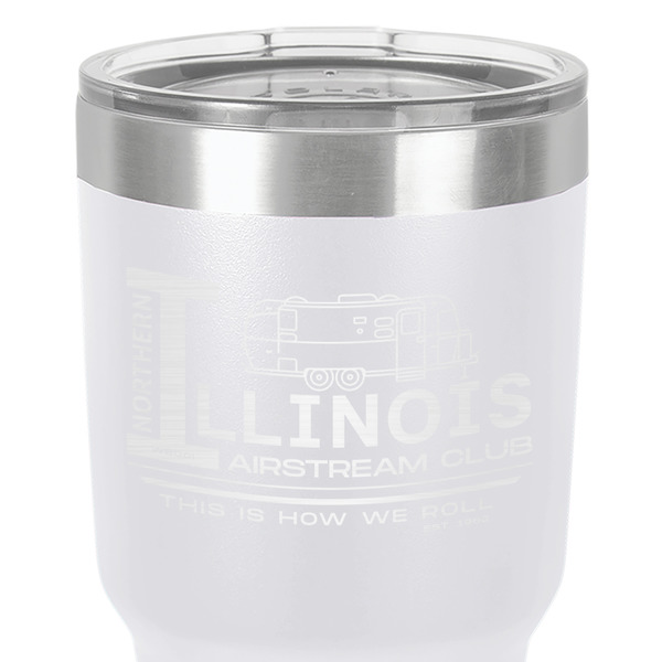 Northern Illinois Airstream Club Logo 30 oz Stainless Steel Ringneck Tumbler - White - Close Up